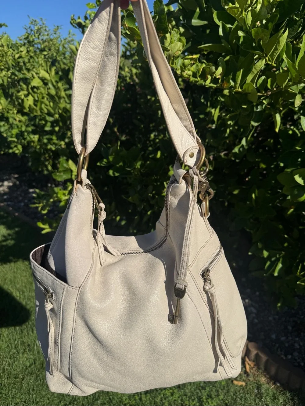 Fossil Vintage Cream Ivory Leather Shoulder Women’s Hobo Slouchy Bag Purse Y2K